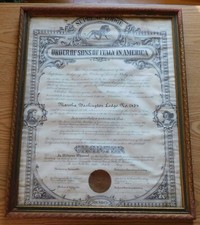 1942 Sons of Italy in America, Martha Washington Lodge #1454 Clinton MA Charter picture