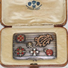 Antique Royal Family Silver Enamel Khlebnikov Cigarette Case-Grand Duke Sergei picture