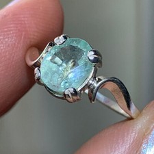 GORGEOUS VERY RARE GENUINE NATURAL PARAIBA BLUE TOURMALINE RING .925 SILVER picture