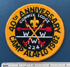 Vintage 1982 OA COWIKEE LODGE 224 40th Anniversary Round PATCH Camp Alaflo WWW picture