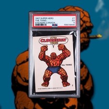 1967 PHILADELPHIA MARVEL SUPER HERO STICKERS CANADA #7 the THING ROOKIE PSA 5 picture