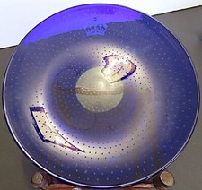 RARE IOLANI PALACE COBALT BLUE CRYSTAL LUNCH/SALAD PLATE, ENGRAVED ROYAL CROWN picture