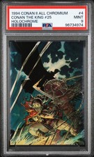 1994 CONAN II ALL CHROMIUM HOLOCHROME #4 CONAN THE KING #25 PSA 9 picture