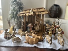 1990  ANRI Nativity Set  18 Figurines Stable & Trees Incl. Perfect condition picture