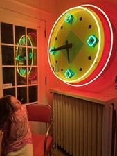 Vintage Neon Clock from Cinemark Movies 8 Theater - All Original - Works Great picture
