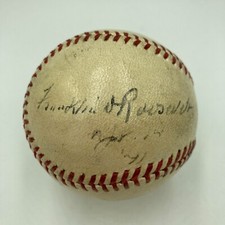 President Franklin D. Roosevelt First Pitch Signed Baseball April 14, 1941 JSA picture