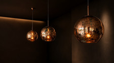 ✨ Rare & Unique 3x Tom Dixon Copper Round Pendant Lights Wabi Sabi Oxidized Orbs picture