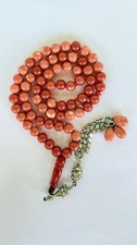 Antique Mediterranean red coral  Silver Tassel islamic prayer 66 beads 53 grms R picture