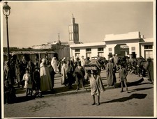 GA315 Approx 1920s Original Underwood Photo MARKETPLACE SCENE CASABLANCA MOROCCO picture