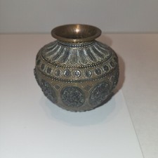 Rare 16th -17th Century Brass Hindu Holy Water Vessel with Gods Represented picture