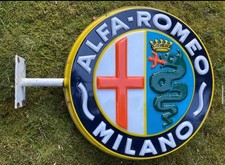 RARE 1960’s ALFA ROMEO MILANO ILLUMINATED DEALER SIGN GARAGE SHOWROOM picture