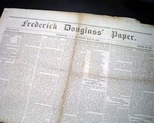VERY Rare 1854 FREDERICK DOUGLASS NEWSPAPER North Star Slavery Slaves Abolition picture