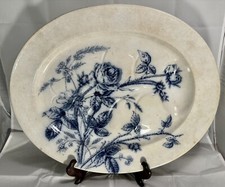 Antique Rare Duchess Rose 22” Footed Tree & Well Flow Blue Turkey Platter picture