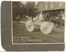 Caleb Agnew Cabinet Photograph – Horseless Carriage in 1902 Elk Day Parade picture