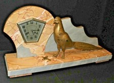 Original Fritz Marti Art Deco Bronze Pheasant Marble Mantel Clock – Rare | Runs picture