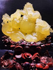 58LBMuseum leveNatural citrine quartz Crystal Carving hand carved crystal dragon picture
