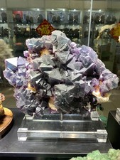 Rare 44LB TOP Natural Purple blue Fluorite quartz crystal Mineral specimens+base picture
