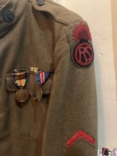 TX Estate WW1 Doughboy Army Helmet Uniform Ordnance Patches Tunic Pants MO Medal picture