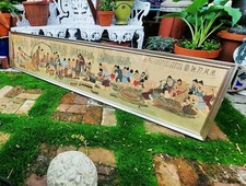 '87 CHINESE TOMB scroll painting vtg terracotta art pottery horse warrior statue picture