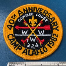 Vintage 1982 OA COWIKEE LODGE 224 40th Anniversary Round PATCH Camp Alaflo WWW picture