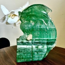 2.9LB Natural Fluorite Crystal Beautiful Green Fluorite Flying Dragon Handmade picture