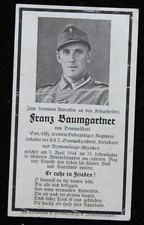 WWII German Sterbebild Death Card Franz Baumgartner Medic Kretaband Kreta CT picture
