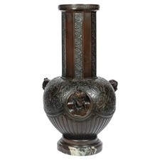 A Majestic and Monumental Patinated Bronze Vase With Regal Roman Emperors picture