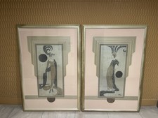Art Deco Kinder-Harris Set of Two Heavy Oversized Artworks, Signed picture