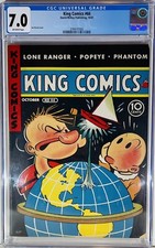 King Comics #66, CGC 7.0, 1941 Very Fine ⭐️Popeye, Lone Ranger & Phantom ⭐️Rare picture