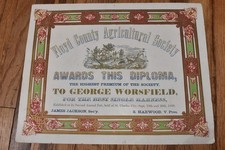 RARE 1860 Floyd Co IOWA Agricultural Society BEST HARNESS 2nd FAIR Charles City picture