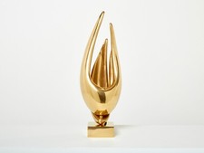 Michel Armand gilt bronze modernist sculpture table lamp 1970 picture