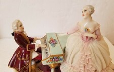 Luigi Fabris Antique Porcelain Figurine Pianist & Singer Dresden Capodimonte picture