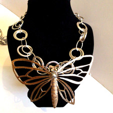 GORGEOUS EMILIA CASTILLO NECKLACE TUMBAGO GOLD 6” BUTTERFLY 18”-21”ONE OF A KIND picture