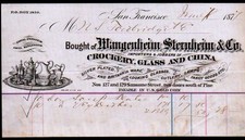 1877 Glass China Wangenheim Sternheim - San Francisco CA - Rare Letter Head Bill picture