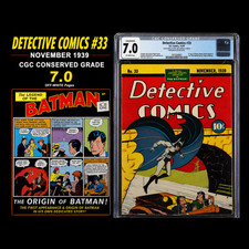 DETECTIVE COMICS #33 CGC 7.0 OW ORIGIN BATMAN CONSERVED BATMAN 1ST USE WITH GUN picture