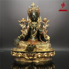 18'' Tibet Green Tara Buddha Bronze Statue picture