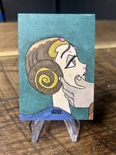 Topps Finest Star Wars Sketch Card Padme Amídala Artist Rebecca Louro picture