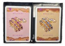 BVLGARI Modiano Italy 2 Deck Playing Card Set Serpenti Sealed Black Box Rare picture