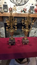 Vintage Brevettato Italian Baroque Style Candelabra Pair Brass 6 Arm 32
