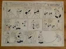 MORT WALKER BEETLE BAILEY ORIGINAL PEN+INK SUNDAY ARTWORK 1969    BASEBALL THEME picture