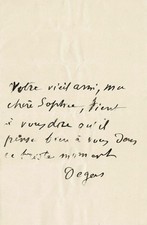 Edgar DEGAS - Signed autograph letter to Sophie Niaudet. Beautiful letter picture