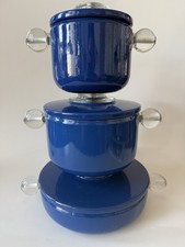 Vintage Cathrineholm Norway Blue Enamel Cookware picture