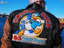 🔥GRAIL Walt Disney Gallery 90s Donald Duck #111 Leather Artwork Jacket M/L picture