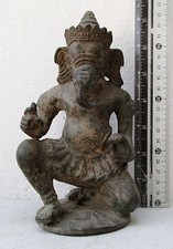 MAGNIFICENT Khmer Cambodia Bronze Dark Ages Kneeling Lord Ganesh picture