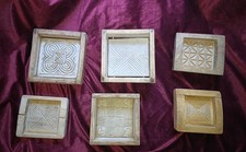 Antique Finnish CHEESE MOLD chevron wood wooden 1800 19th century collection LOT picture