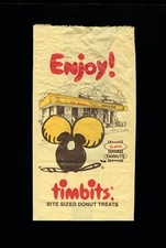 1976 Original Tim Horton's Timbits Complete Bag First Store & Three Logos Unique picture
