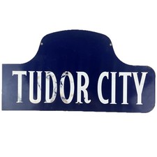 1926-30 Tudor City New York City Porcelain Humpback Sign Original Architecture picture
