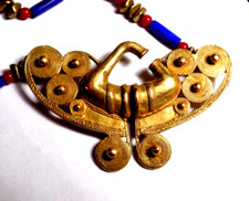 Pre-Columbian Tairona Gold Nose Ring, 18KT RANGE GENUINE AS OLD AS 300 AD 70+GR picture