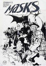 Masks #8 cover - The Shadow, Zorro, Green Hornet By Paul Pope Original Comic Art picture