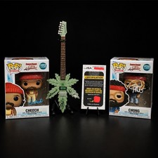 Cheech & Chong Up In Smoke Signed Funko Pops & 420 Mini-Guitar Lot w/ COA picture
